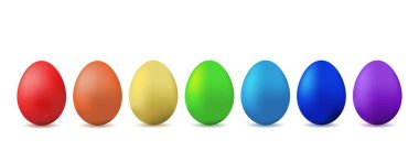 Happy easter. Set of realistic images of colorful Easter eggs. Vector illustration.