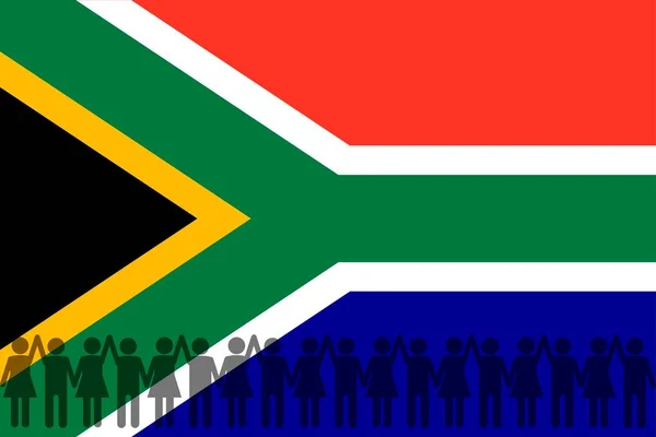 南非共和国国旗 政治危机 集会的概念 平面矢量图解 — 图库矢量图片