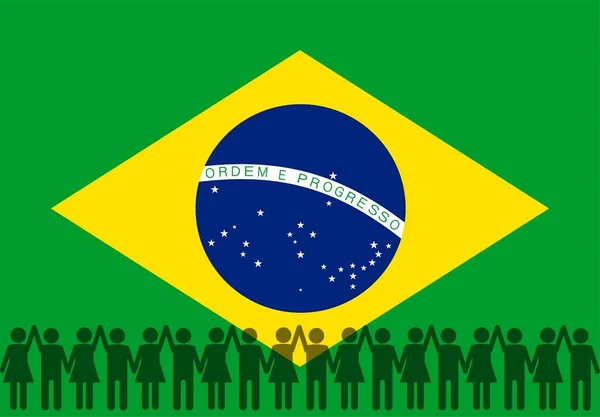 Brezilya Bayrağı Protesto Gösteri Devrim Siyasi Kriz Birleşme Miting Konsepti — Stok Vektör