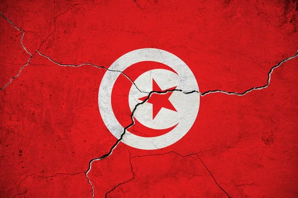 Obraz Tunezyjskiej Flagi Ścianie Pęknięciem Kontekst — Zdjęcie stockowe