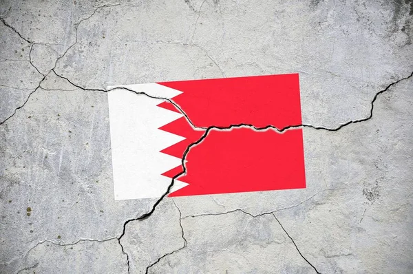 Stary Wizerunek Flagi Bahrajnu Ścianie Pęknięciem Kryzys — Zdjęcie stockowe