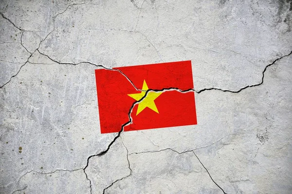Una Vieja Imagen Bandera Vietnam Una Pared Con Una Grieta —  Fotos de Stock