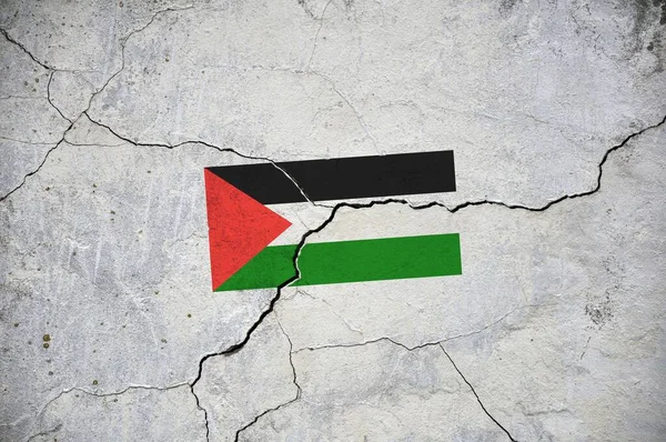 Een Oud Beeld Van Vlag Van Palestina Een Muur Met — Stockfoto