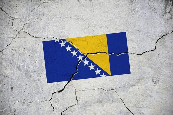 Una Vieja Imagen Bandera Bosnia Herzegovina Una Pared Con Una — Foto de Stock