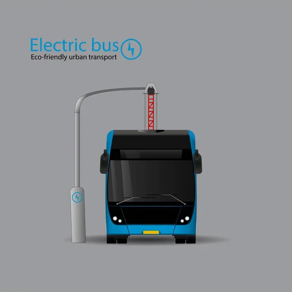 Elektromos Busz Töltőállomáson Ökológiai Városi Közlekedés Típusa Előre Nézz Lapos — Stock Vector