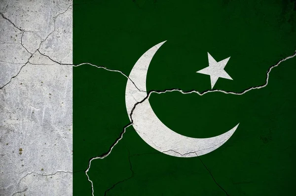 Obraz Flagi Pakistanu Ścianie Pęknięciem Kontekst — Zdjęcie stockowe