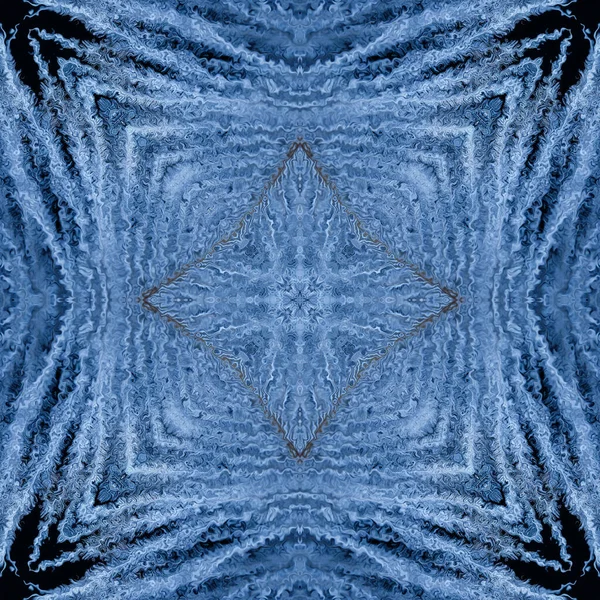 Sfondo Astratto Modello Caleidoscopio Mandala Frattale Sfondo Bianco Blu Nero — Foto Stock
