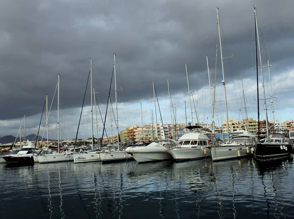 Yachts Small Picturesque Harbor Island Tenerife — Stock Photo, Image