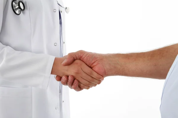 Handshake - lékař a muž — Stock fotografie