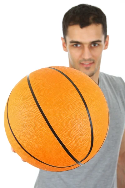 Jogador de basquete segurando bola — Fotografia de Stock
