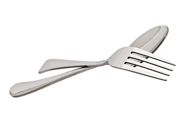 Silver Spoon Fork Isolated White Background Clipping Path —  Fotos de Stock