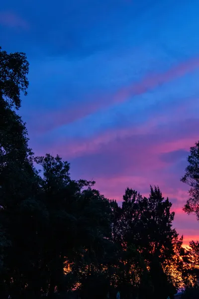 Pôr Sol Dramático Sobre Cidade Joanesburgo África Sul Depois Uma — Fotografia de Stock