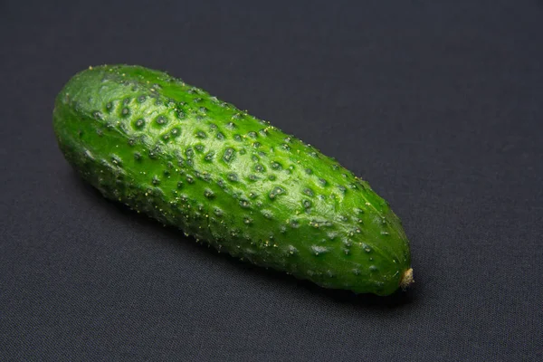 Green Fresh Cucumber Black Table — Stok fotoğraf