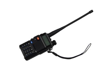 İletişim için mobil telsiz beyaz arkaplanda izole edildi 