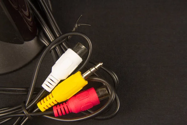 Cable Rca Tres Colores Para Conectar Diferentes Dispositivos —  Fotos de Stock