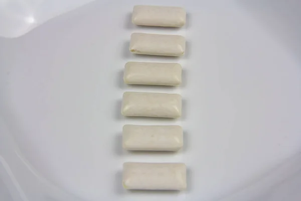 Žvýkací Gumové Plasty Uspořádány Řadě — Stock fotografie