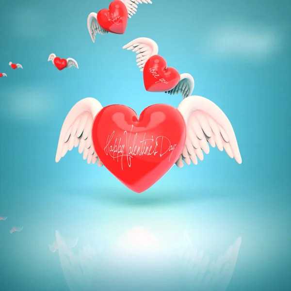 Hearts with wings — Stock Photo, Image