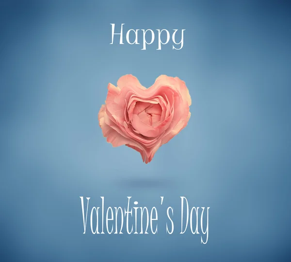 Bloem hart vorm met tekst happy valentine — Stockfoto