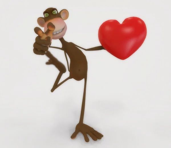 Monkey with heart — Stock Photo, Image
