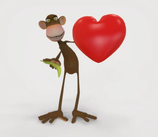 Monkey with heart — Stock Photo, Image