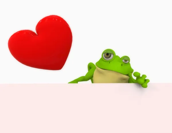 Grenouille avec coeur à la main — Photo