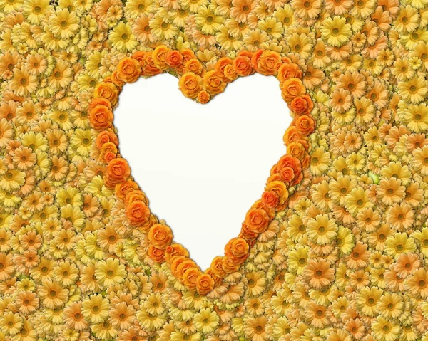 Sfondo a forma di cuore con fiori — Foto Stock