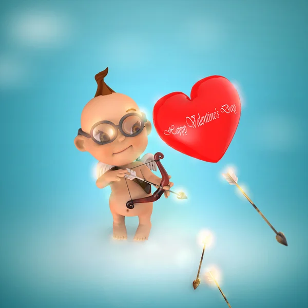 Cupid with heart — Stock Photo, Image