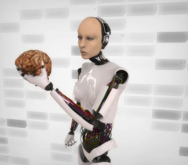 Humanoid med hjärnan — Stockfoto