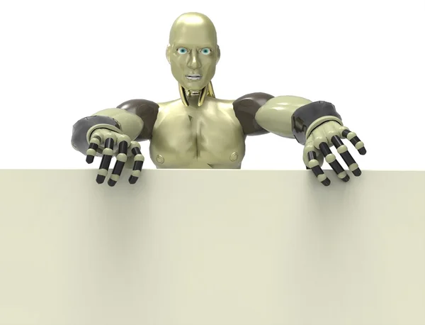 Humanoid with Poster — Stock Photo, Image