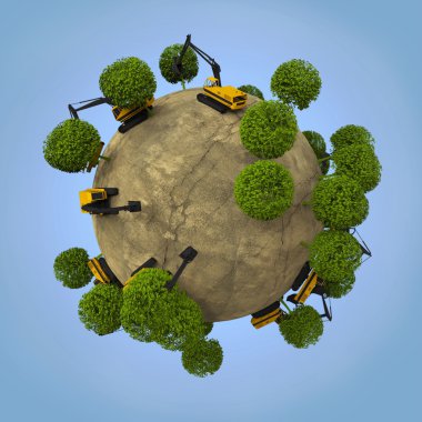 Destroyed World with trees clipart