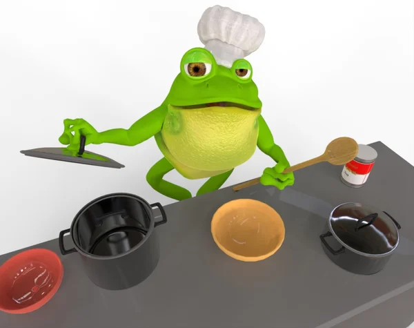 在厨房里的青蛙 — 图库照片