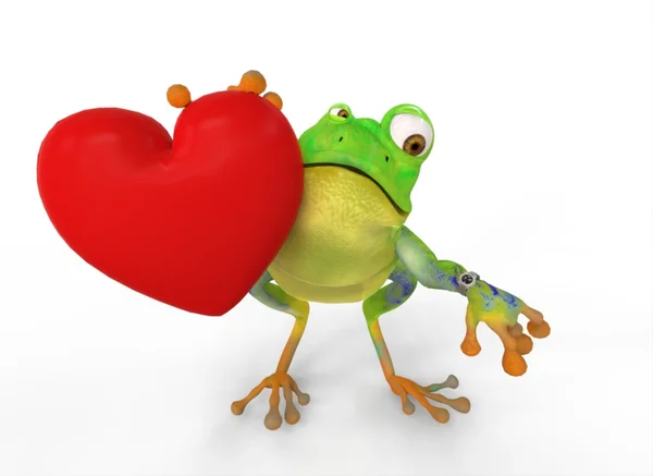 Grenouille avec coeur à la main — Photo