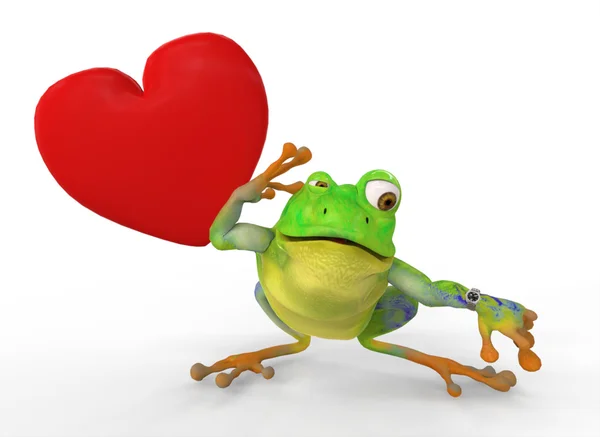 Frog with Heart in Hand — Stock Photo, Image