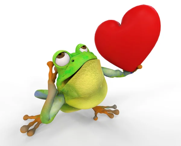 Grenouille avec coeur à la main — Photo