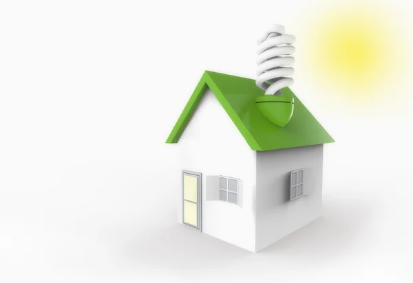 Haus Energiesparlampe — Stockfoto