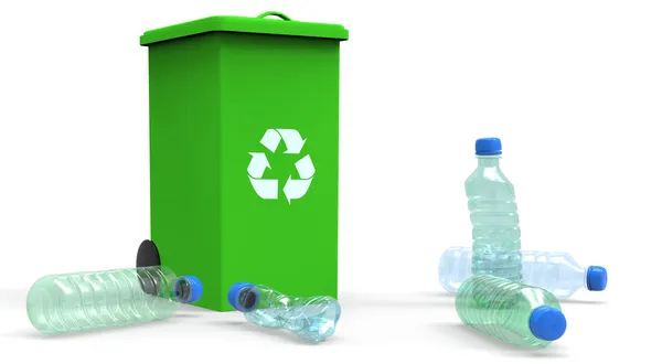 3D-plastic flessen - recycling — Stockfoto