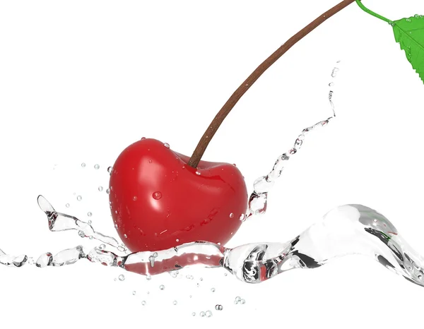Cherries with water jets — Stock Photo, Image