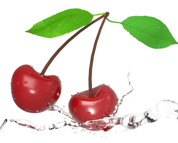 Cerises avec jets d'eau — Photo