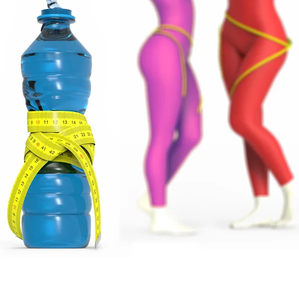 Water bottle and woman — Stock Photo, Image