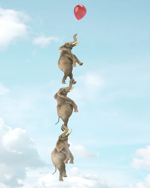 Tres elefantes en un globo — Foto de Stock