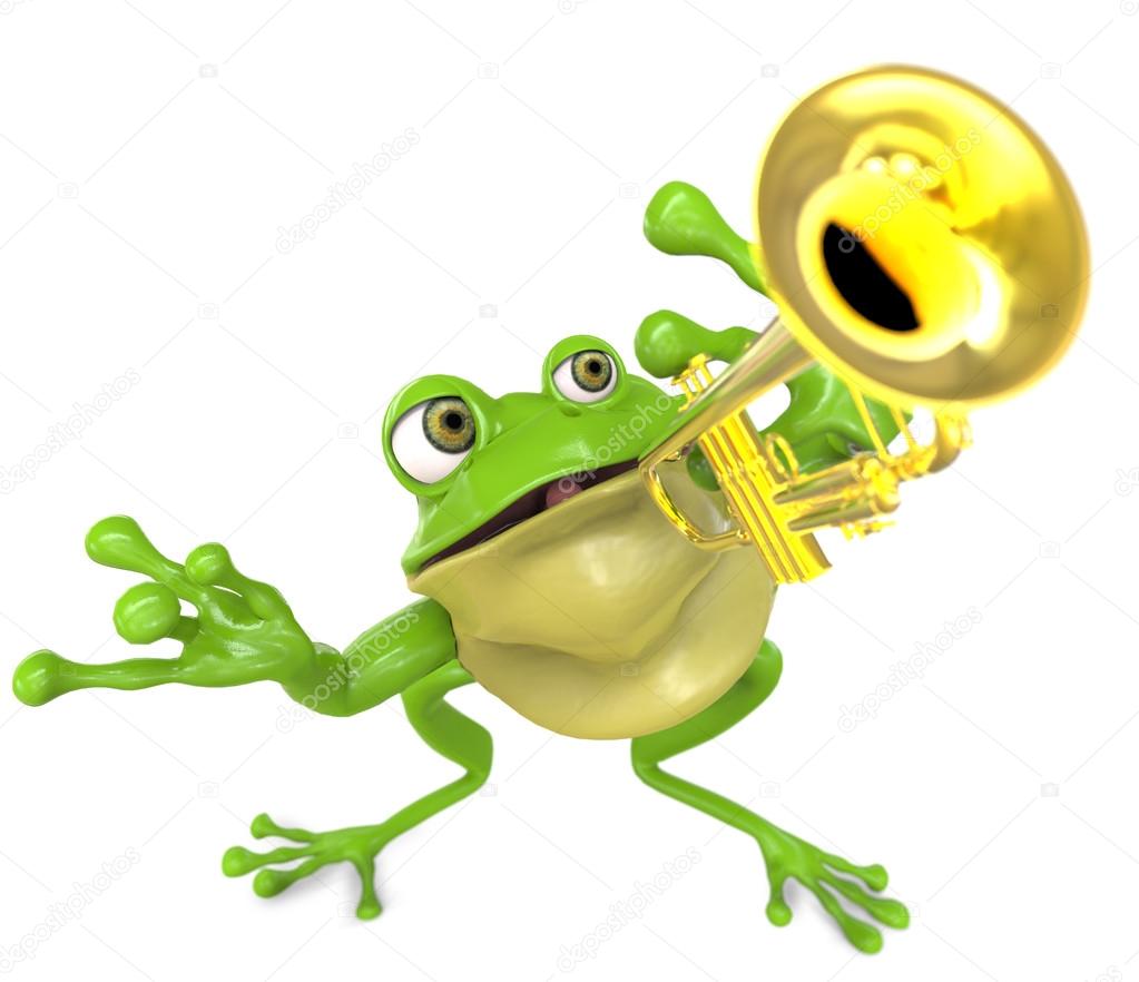 Frog playing trumpet Frog playing a trumpet — Stock Photo © Giovanni
