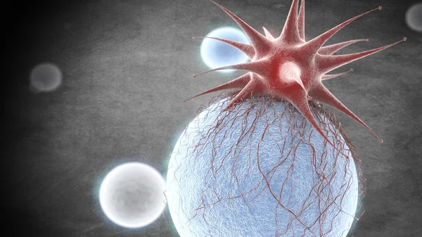 Virus und Zellen mikroskopisch betrachtet — Stockfoto
