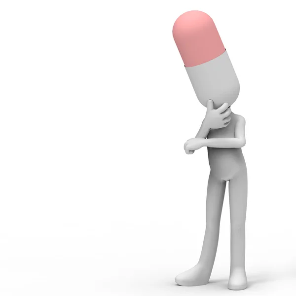 Man with Pill in the Head — Stock Photo, Image