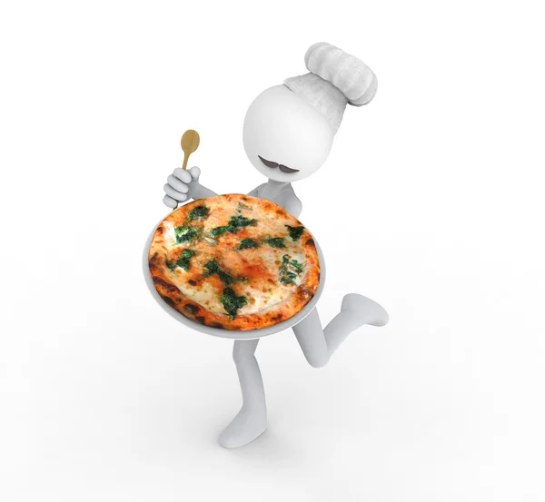 Chef com pizza — Fotografia de Stock