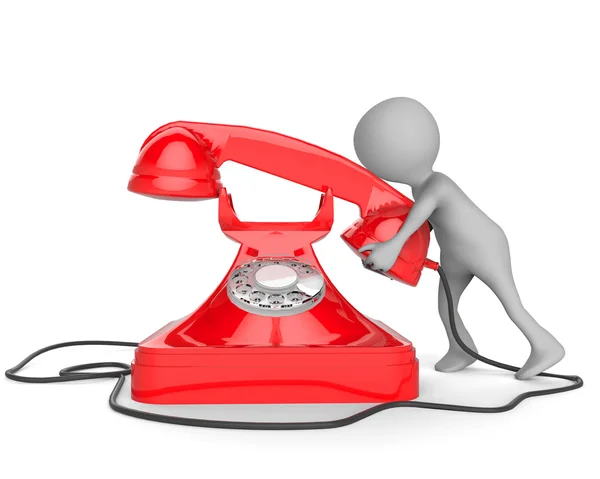 3d small people - call by telephone — Stock Photo, Image