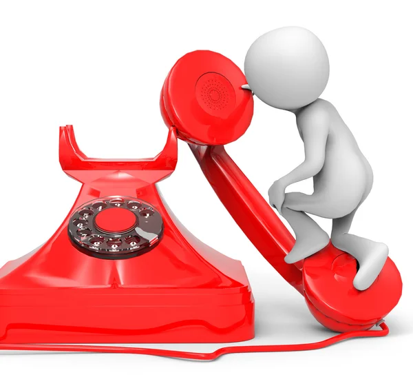 3d small people - call by telephone — Stock Photo, Image