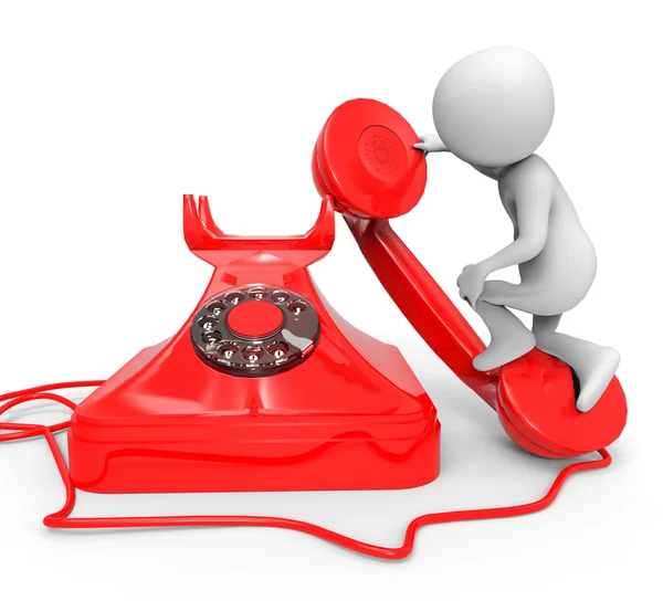 3d small people - call by telephone — Stock Photo, Image