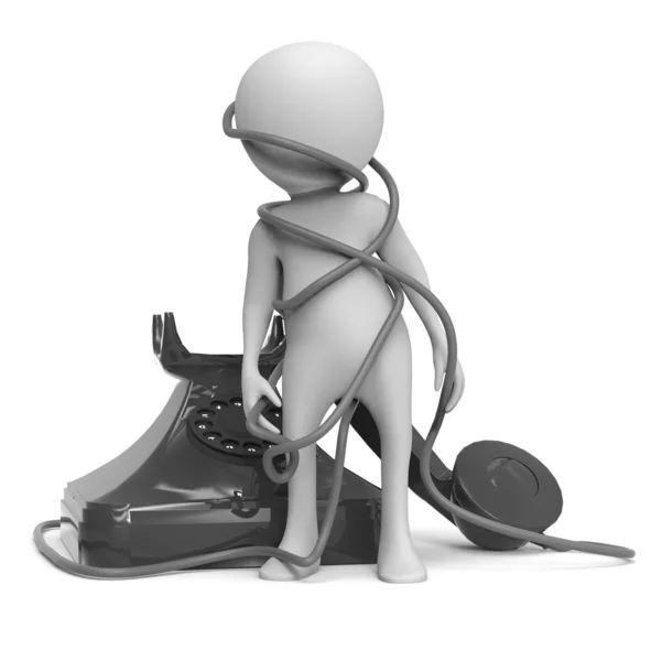 3d small people - call by telephone — Stock Photo, Image