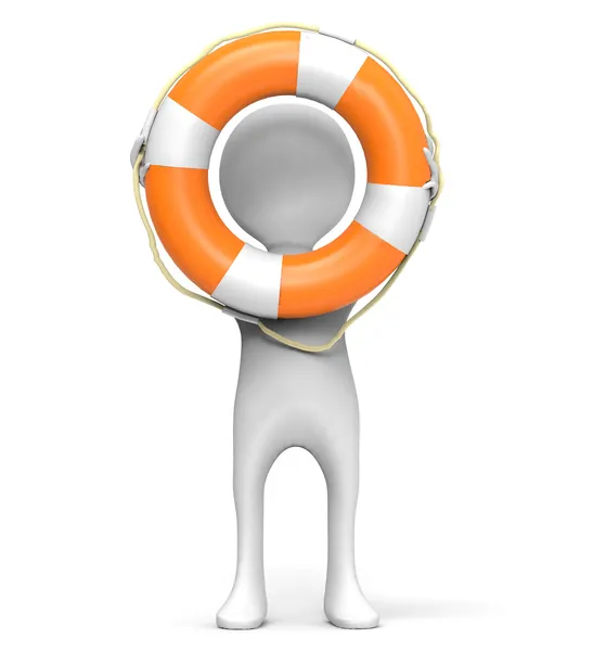 3d man with a life preserver — Stock Photo, Image