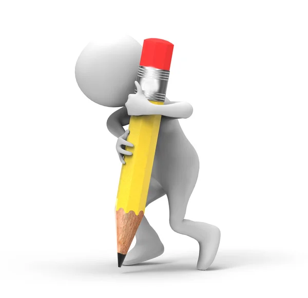 3d Man with Pencil — Stock Photo, Image